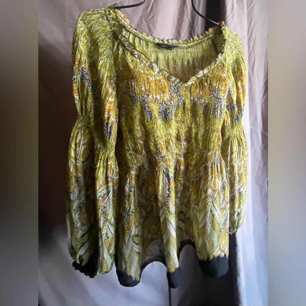 Melissa Paige Multi Colored Sheer blouse XL Top